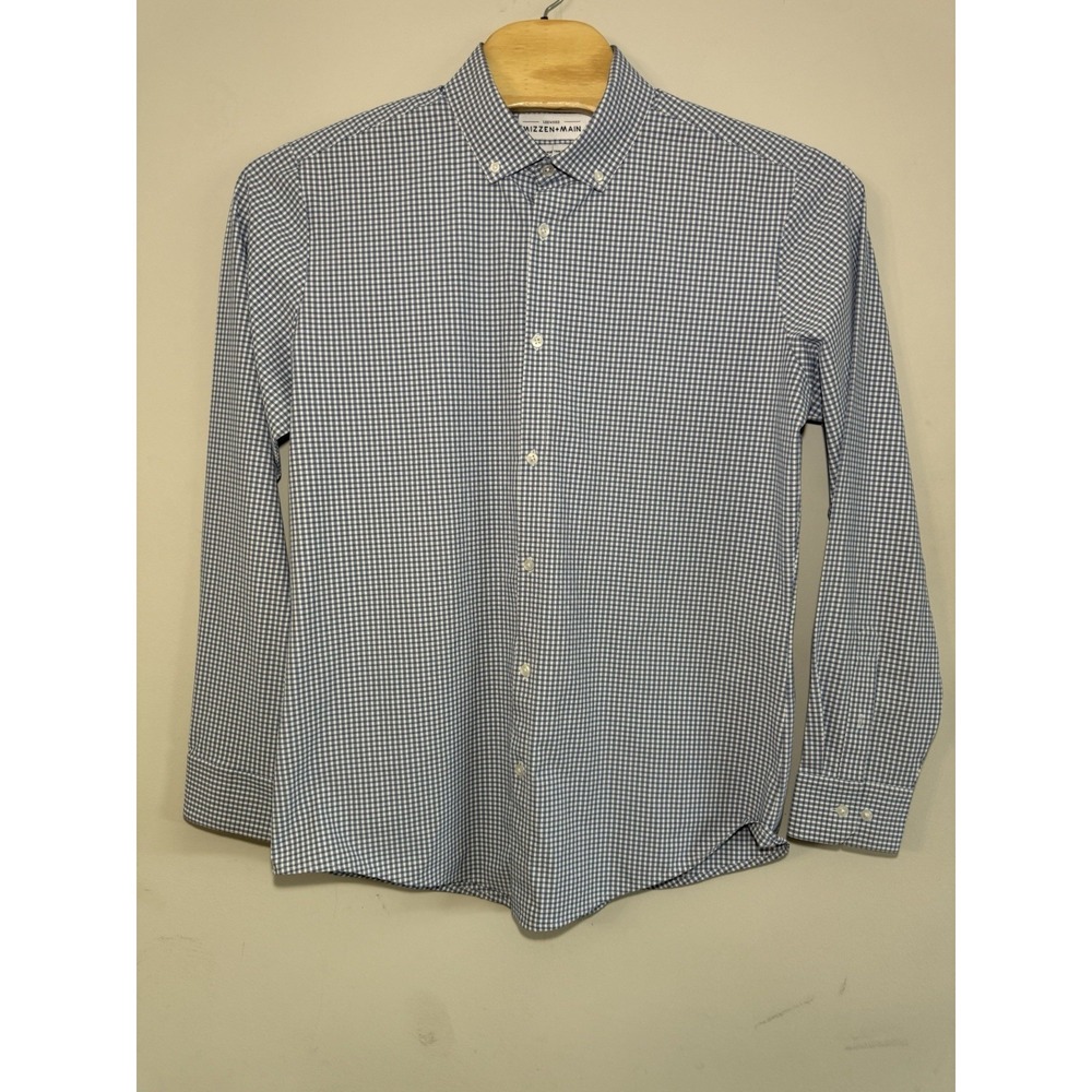 Mizzen Main Leeward Men's XL Trim‎ Fit Blue/white Check Stretch